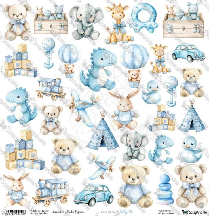 Papier 30x30 elementy do wycięcia Baby 01 ScrapAndMe
