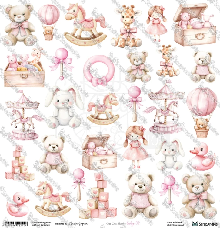 Papier 30x30 elementy do wycięcia Baby 02 ScrapAndMe