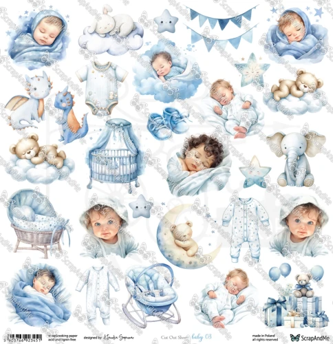 Papier 30x30 elementy do wycięcia Baby 03 ScrapAndMe