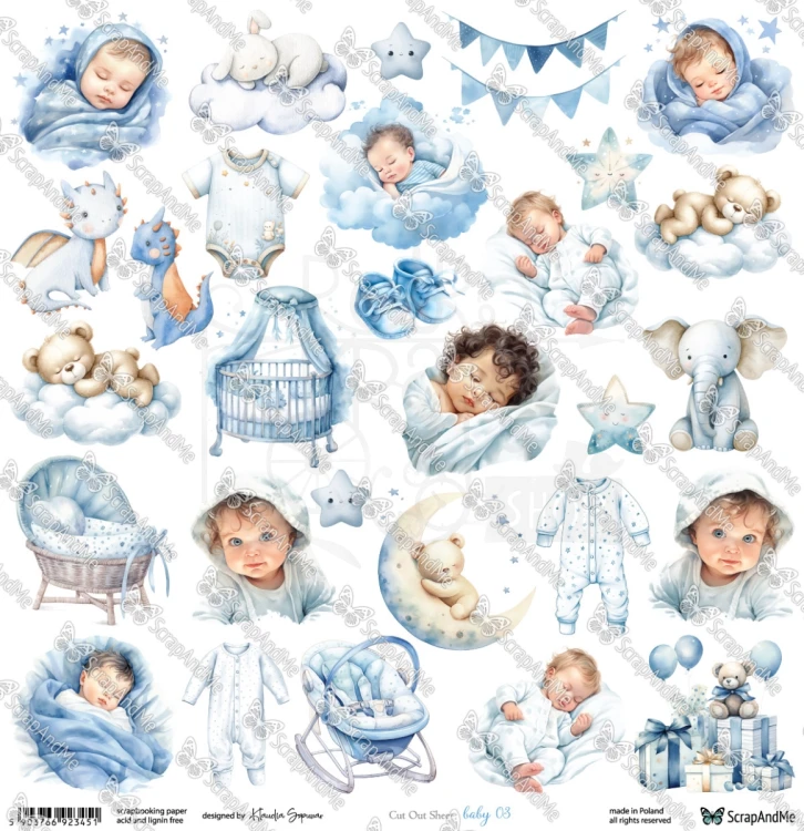Papier 30x30 elementy do wycięcia Baby 03 ScrapAndMe