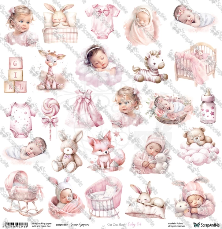 Papier 30x30 elementy do wycięcia Baby 04 ScrapAndMe