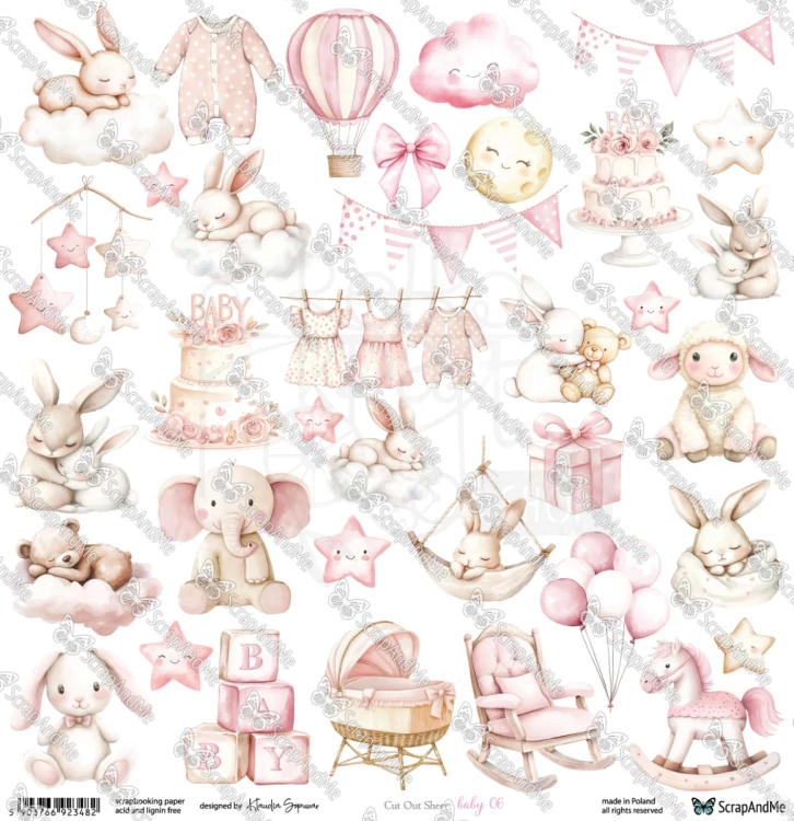 Papier 30x30 elementy do wycięcia Baby 06 ScrapAndMe