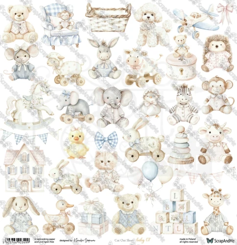 Papier 30x30 elementy do wycięcia Baby 07 ScrapAndMe