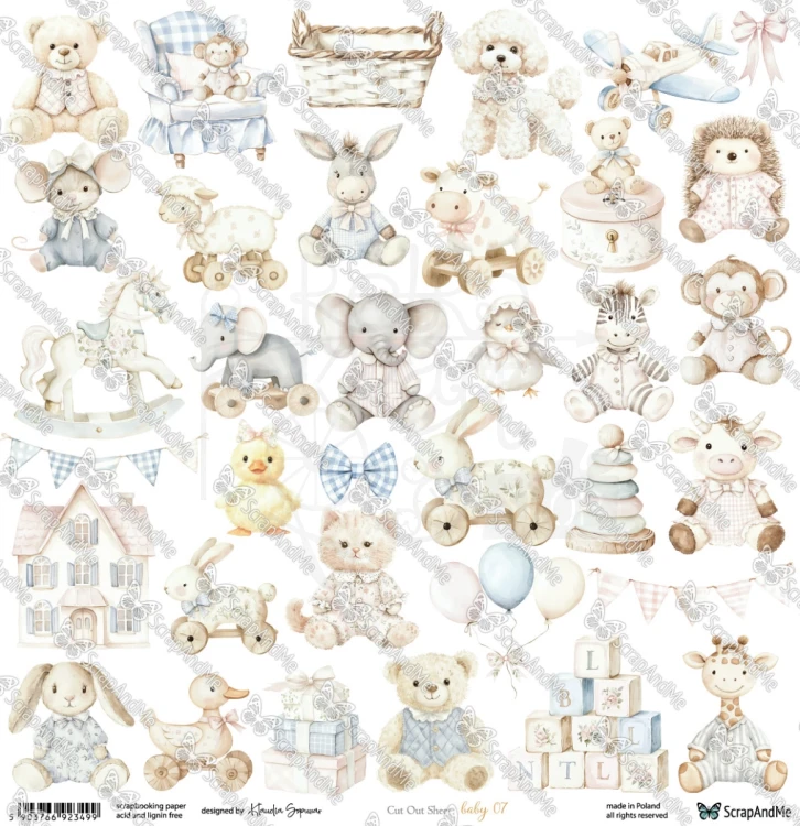 Papier 30x30 elementy do wycięcia Baby 07 ScrapAndMe