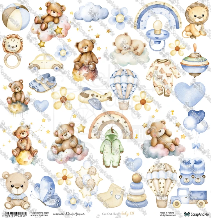 Papier 30x30 elementy do wycięcia Baby 08 ScrapAndMe
