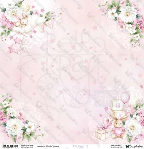 Papier do scrapbookingu 30x30 Oh, Baby 01/02 ScrapAndMe