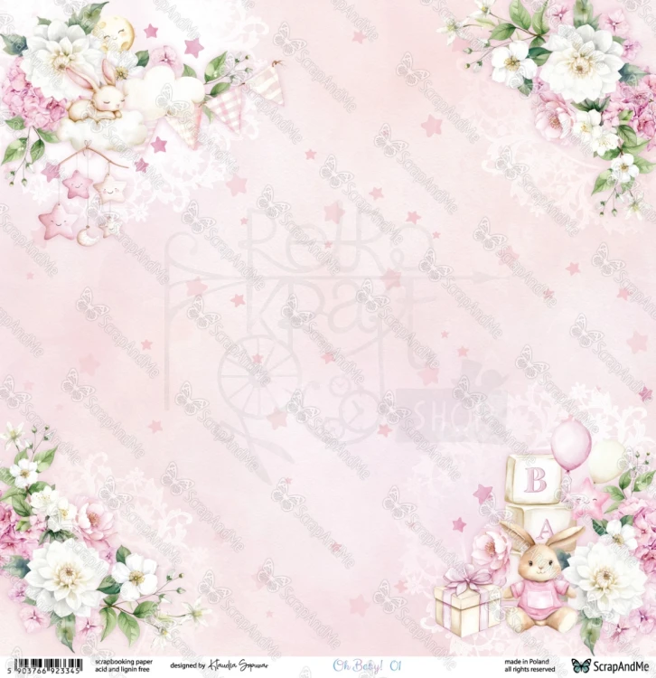 Papier do scrapbookingu 30x30 Oh, Baby 01/02 ScrapAndMe