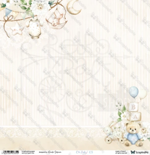 Papier do scrapbookingu 30x30 Oh, Baby 03/04 ScrapAndMe