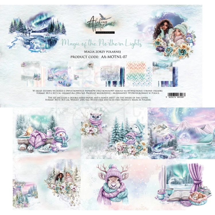 Zestaw papierów do scrapbookingu 30x30 Magic of the Northern Lights AA-MOTNL-07 Alchemy of Art