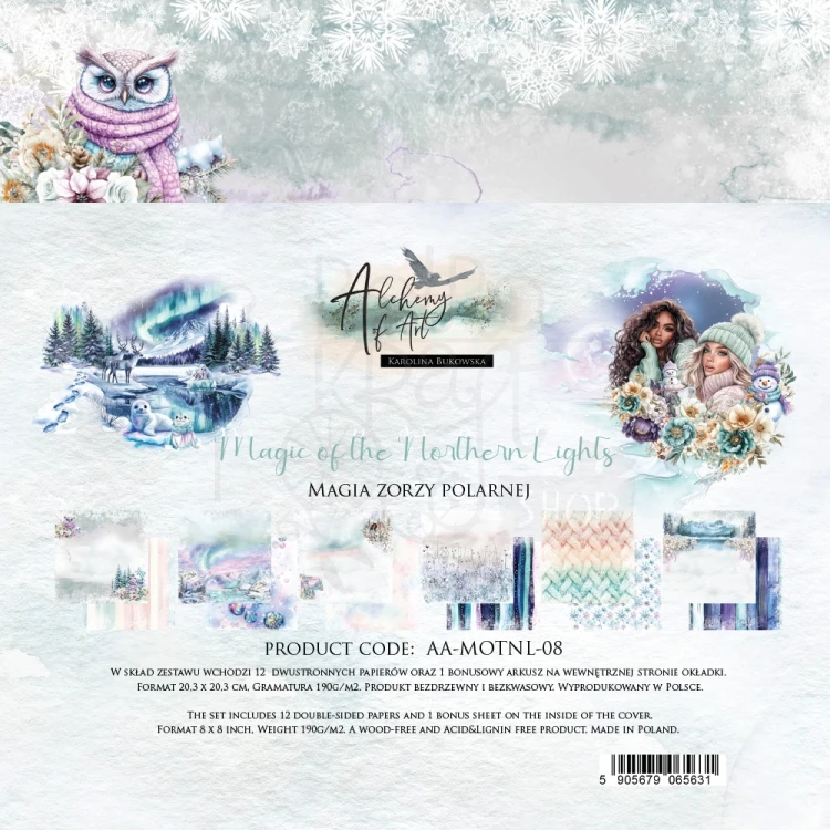 Zestaw papierów do scrapbookingu 20x20 Magic of the Northern Lights AA-MOTNL-08 Alchemy of Art
