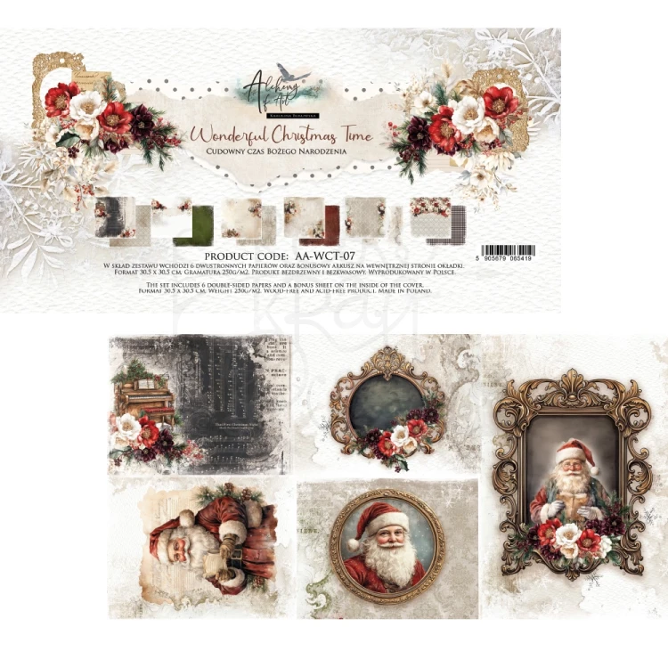 Zestaw papierów do scrapbookingu 30x30 Wonderful Christmas Time AA-WCT-07 Alchemy of Art