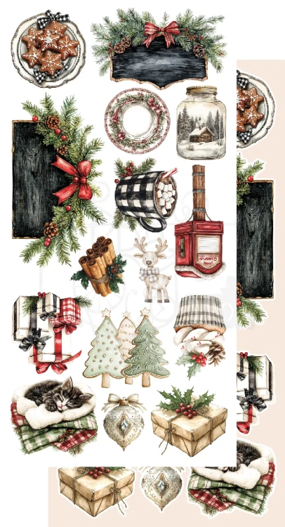 Zestaw papierów 15x30 dodatki do samodzielnego wycięcia Wonderful Christmas Time AA-WCT-10 Alchemy of Art