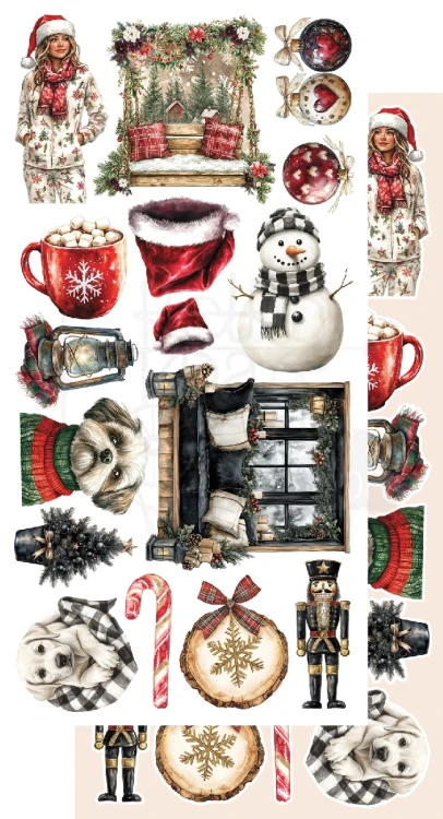 Zestaw papierów 15x30 dodatki do samodzielnego wycięcia Wonderful Christmas Time AA-WCT-10 Alchemy of Art