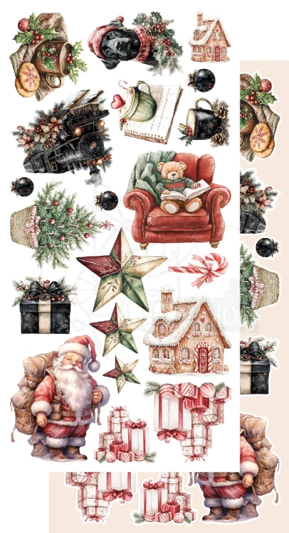 Zestaw papierów 15x30 dodatki do samodzielnego wycięcia Wonderful Christmas Time AA-WCT-10 Alchemy of Art