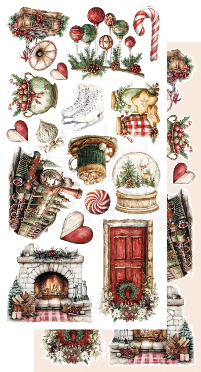 Zestaw papierów 15x30 dodatki do samodzielnego wycięcia Wonderful Christmas Time AA-WCT-10 Alchemy of Art