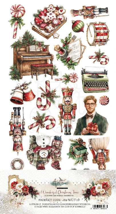 Zestaw papierów 15x30 dodatki do samodzielnego wycięcia Wonderful Christmas Time AA-WCT-10 Alchemy of Art