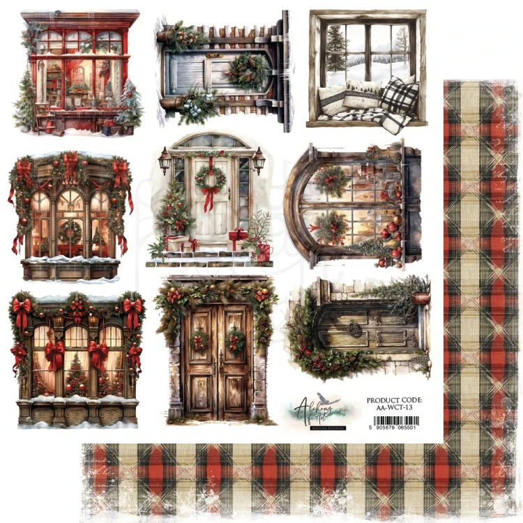 Papier 30x30 dodatki do samodzielnego wycięcia Wonderful Christmas Time Okna i drzwi AA-WCT-13 Alchemy of Art