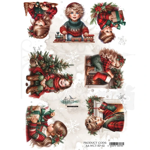Papier ryżowy do decoupage A4 Wonderful Christmas Time Dzieci Boże Narodzenie AA-WCT-RP-02 Alchemy of Art