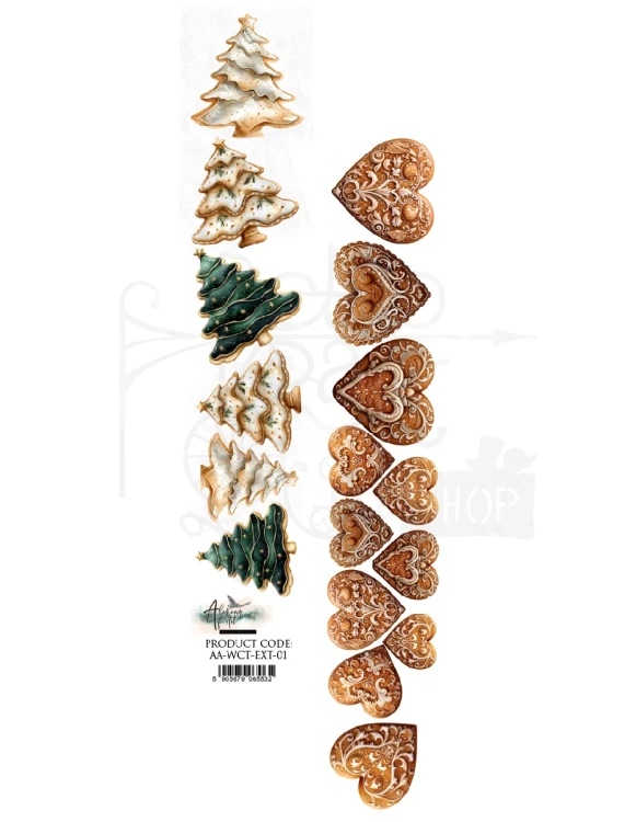 Pasek 5x30 Wonderful Christmas Time Lukrowane choinki i serca AA-WCT-ext-01 Alchemy of Art