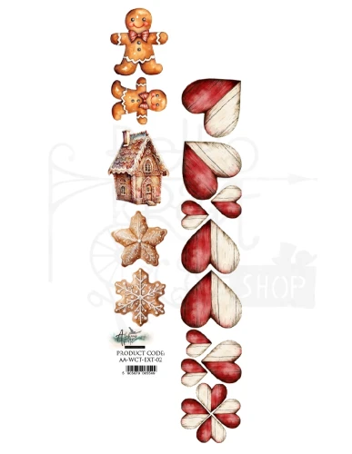 Pasek 5x30 Wonderful Christmas Time Piernikowy ludzik i drewniane serca AA-WCT-ext-02 Alchemy of Art
