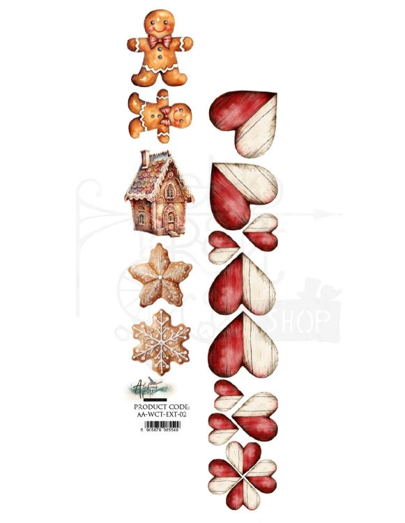 Pasek 5x30 Wonderful Christmas Time Piernikowy ludzik i drewniane serca AA-WCT-ext-02 Alchemy of Art