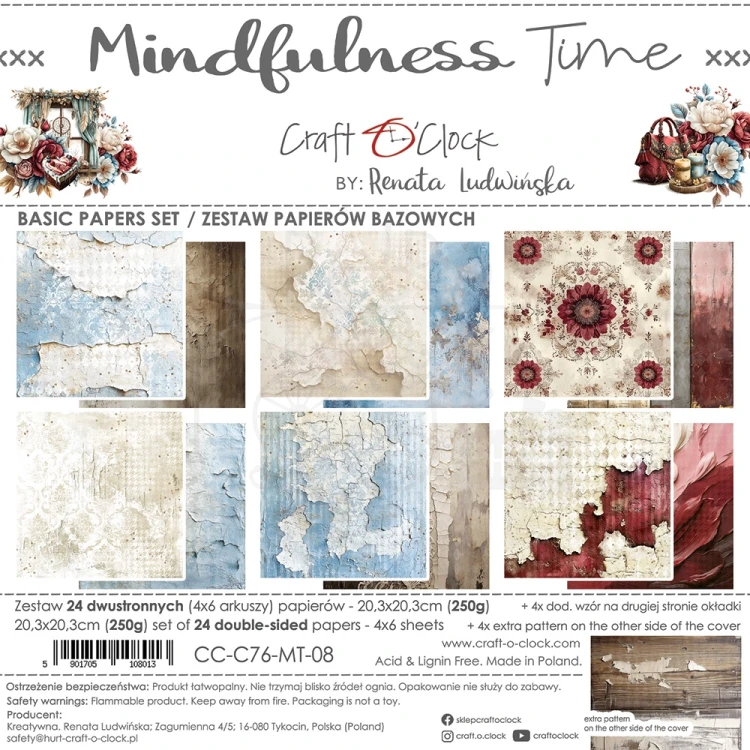 Zestaw papierów do scrapbookingu 20x20 Mindfulness Time - Basic CC-C76-MT-08 Craft O'Clock