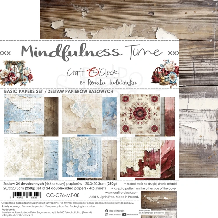 Zestaw papierów do scrapbookingu 20x20 Mindfulness Time - Basic CC-C76-MT-08 Craft O'Clock