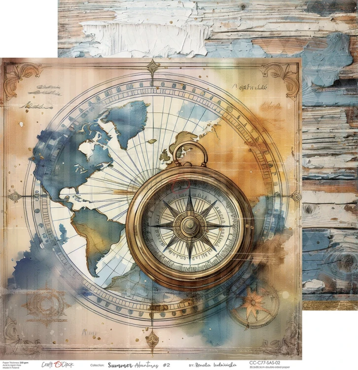 Zestaw papierów do scrapbookingu 30x30 Summer Adventures  CC-C77-SAS-00 Craft O'Clock