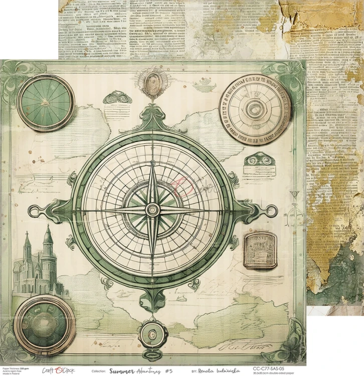 Zestaw papierów do scrapbookingu 30x30 Summer Adventures  CC-C77-SAS-00 Craft O'Clock