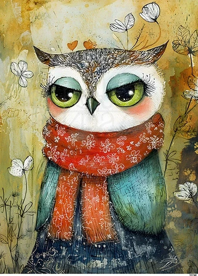 Papier ryżowy do decoupage A5 Sowa w szaliku 11740