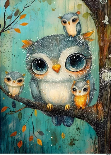 Papier ryżowy do decoupage A5 Sowa i sówki na gałęzi 11725