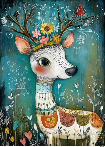 Papier ryżowy do decoupage A5 Jelonek i kwiaty 11722