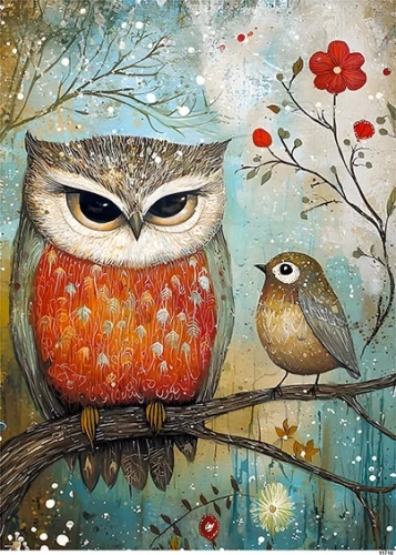 Papier ryżowy do decoupage A5 Sowa i ptaszek 11710