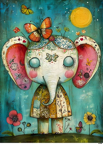 Papier ryżowy do decoupage A5 Słoń i motyl 11709