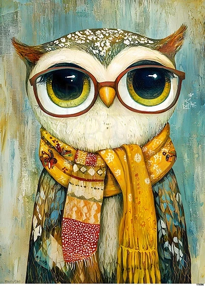 Papier ryżowy do decoupage A5 Sowa z szalikiem w okularach 11696