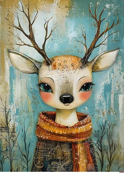 Papier ryżowy do decoupage A5 Jeleń w szaliku 11616