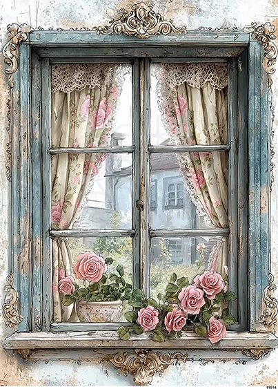 Papier ryżowy do decoupage A5 Okno retro 11514