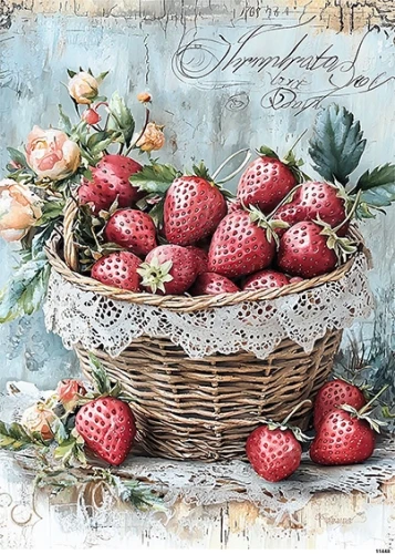 Papier ryżowy do decoupage A5 Kosz z truskawkami 11448