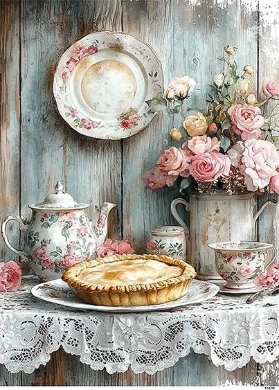 Papier ryżowy do decoupage A5 Ciasto z jabłkami 11439