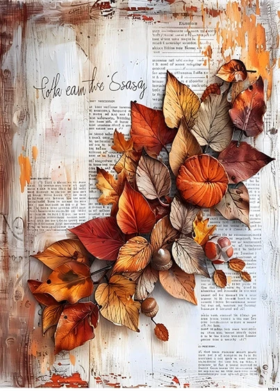 Papier ryżowy do decoupage A5 Jesienny bukiet z liści 11314