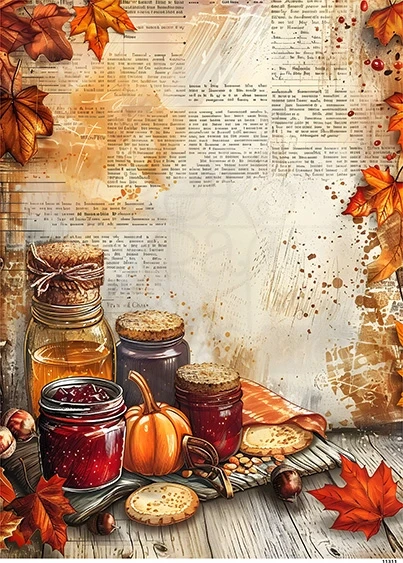 Papier ryżowy do decoupage A5 Jesienne słoiczki z przetworami 2 11311