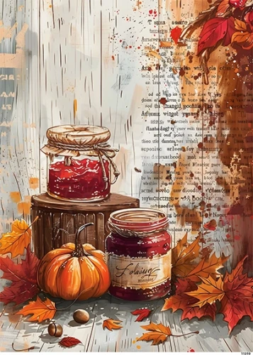 Papier ryżowy do decoupage A5 Jesienne słoiczki z przetworami 1 11310