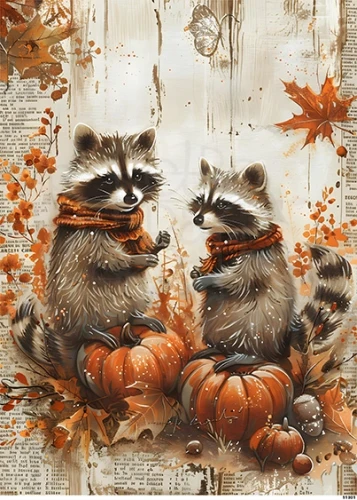 Papier ryżowy do decoupage A5 Jesienne szopy i dynie 11301