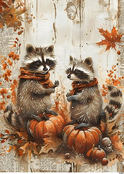 Papier ryżowy do decoupage A5 Jesienne szopy i dynie 11301