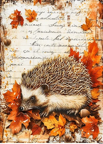 Papier ryżowy do decoupage A5 Jesienny jeż 11279