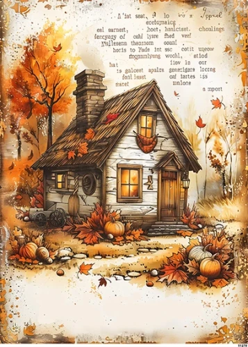 Papier ryżowy do decoupage A5 Jesienna chatka 2 11278