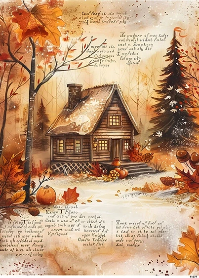 Papier ryżowy do decoupage A5 Jesienna chatka 1 11277
