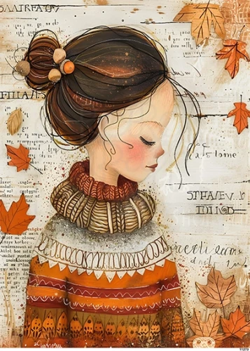 Papier ryżowy do decoupage A5 Jesienna dziewczynka 11273