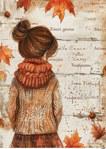 Papier ryżowy do decoupage A5 Jesienna dziewczynka 11269