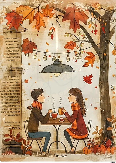 Papier ryżowy do decoupage A5 Jesienna para 1 11260